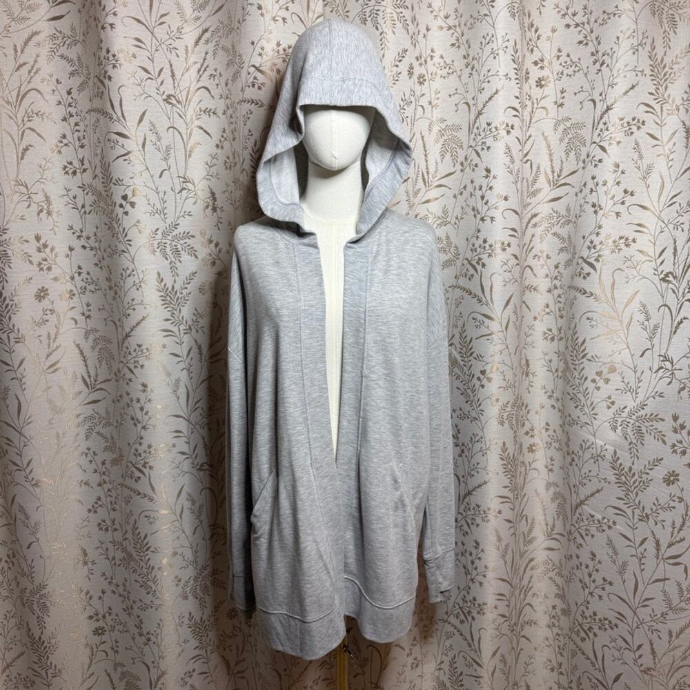 TekGear Open Front Cardigan Hoodie Women XL Gray Thumb Holes Grunge Thrashed
